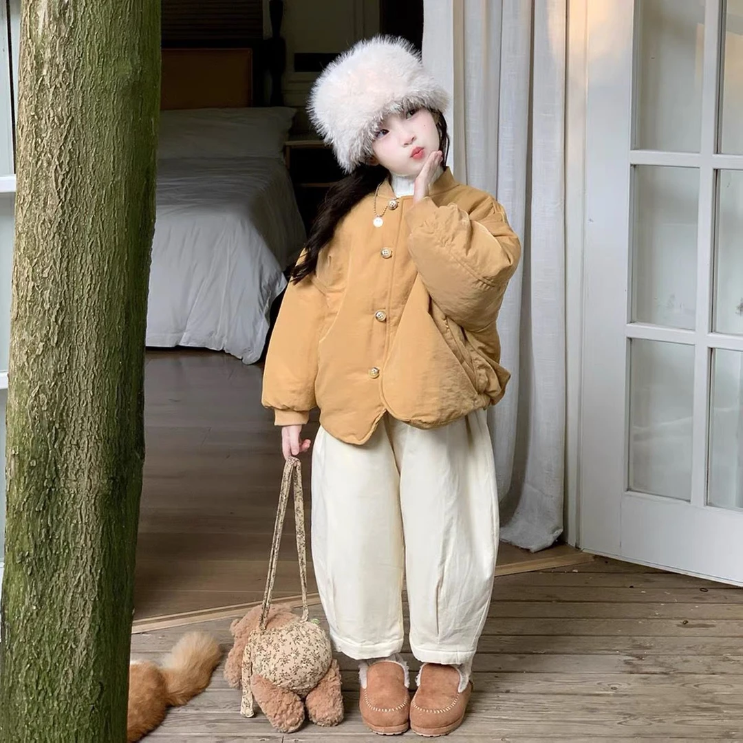 女童外套秋冬装2025新款儿童洋气宝宝棉服冬季加绒加厚韩版上衣