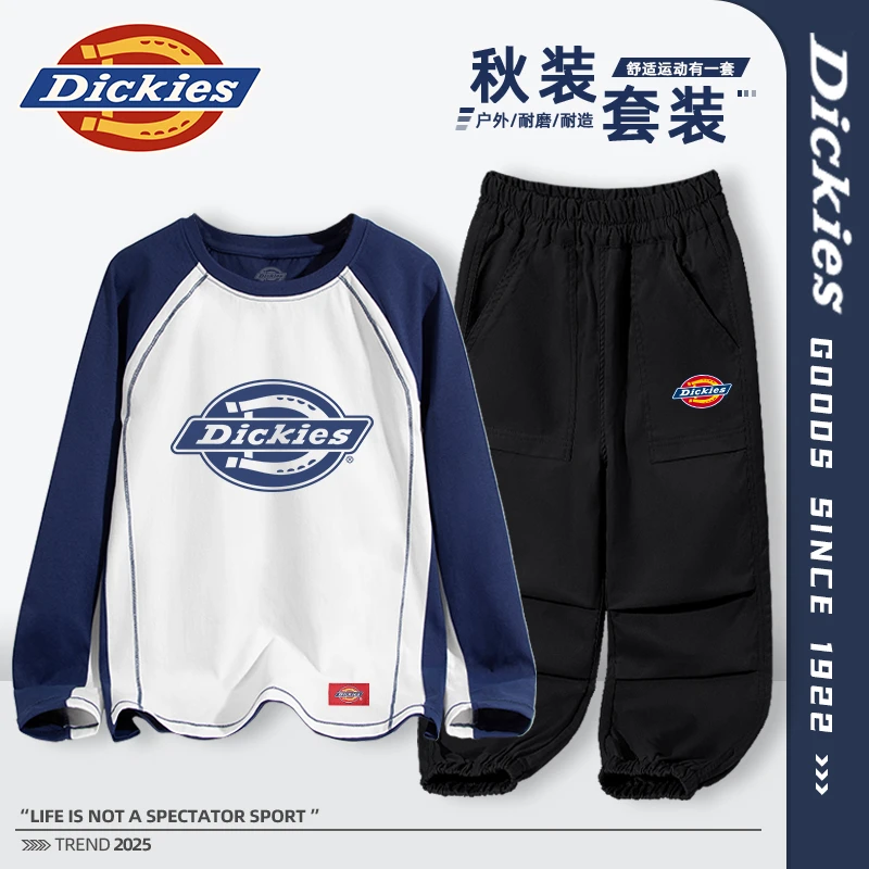 Dickies童装男童运动套装儿童吸湿速干长袖T恤小童潮牌打底衫上衣