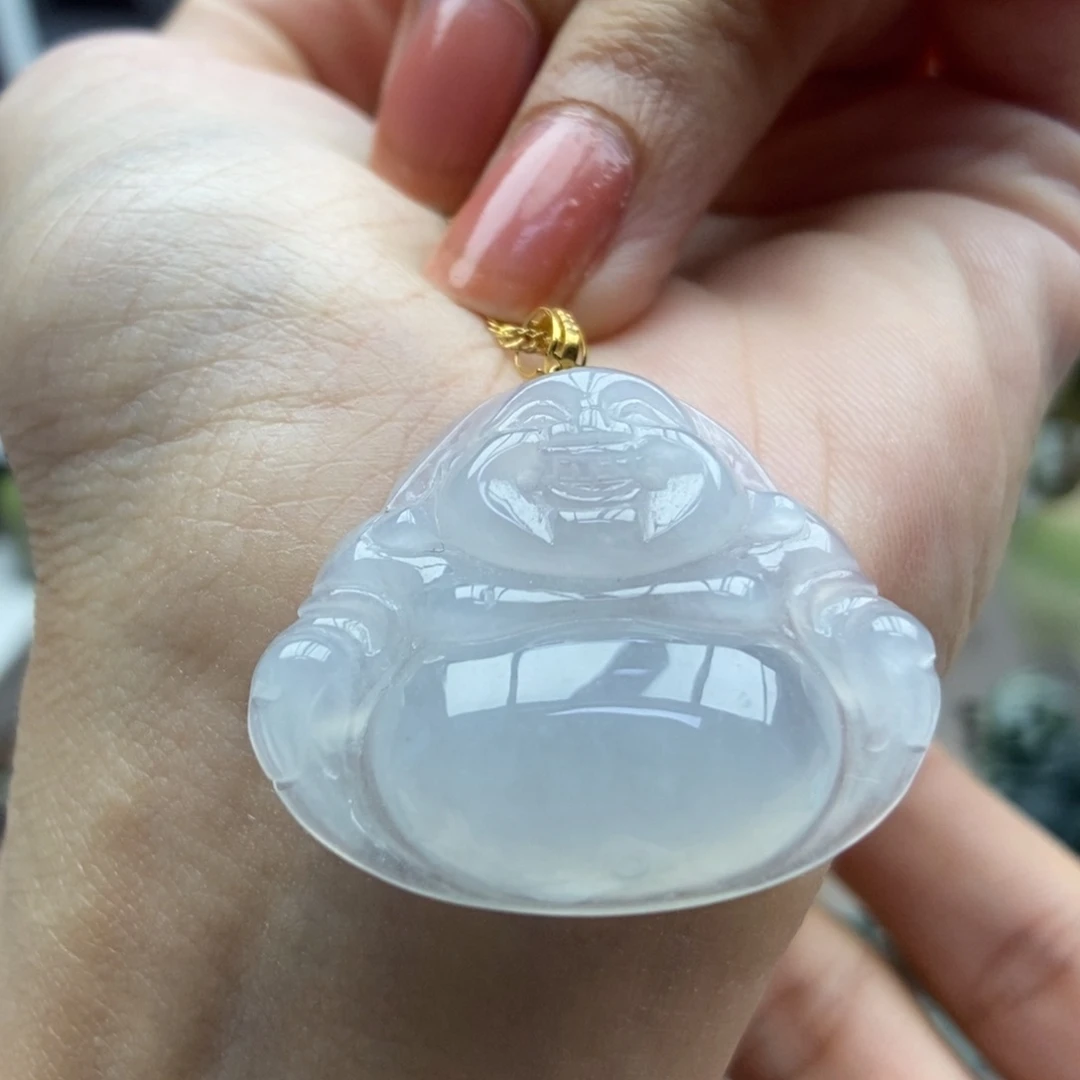 翡翠18K金镶嵌颈饰吊坠44