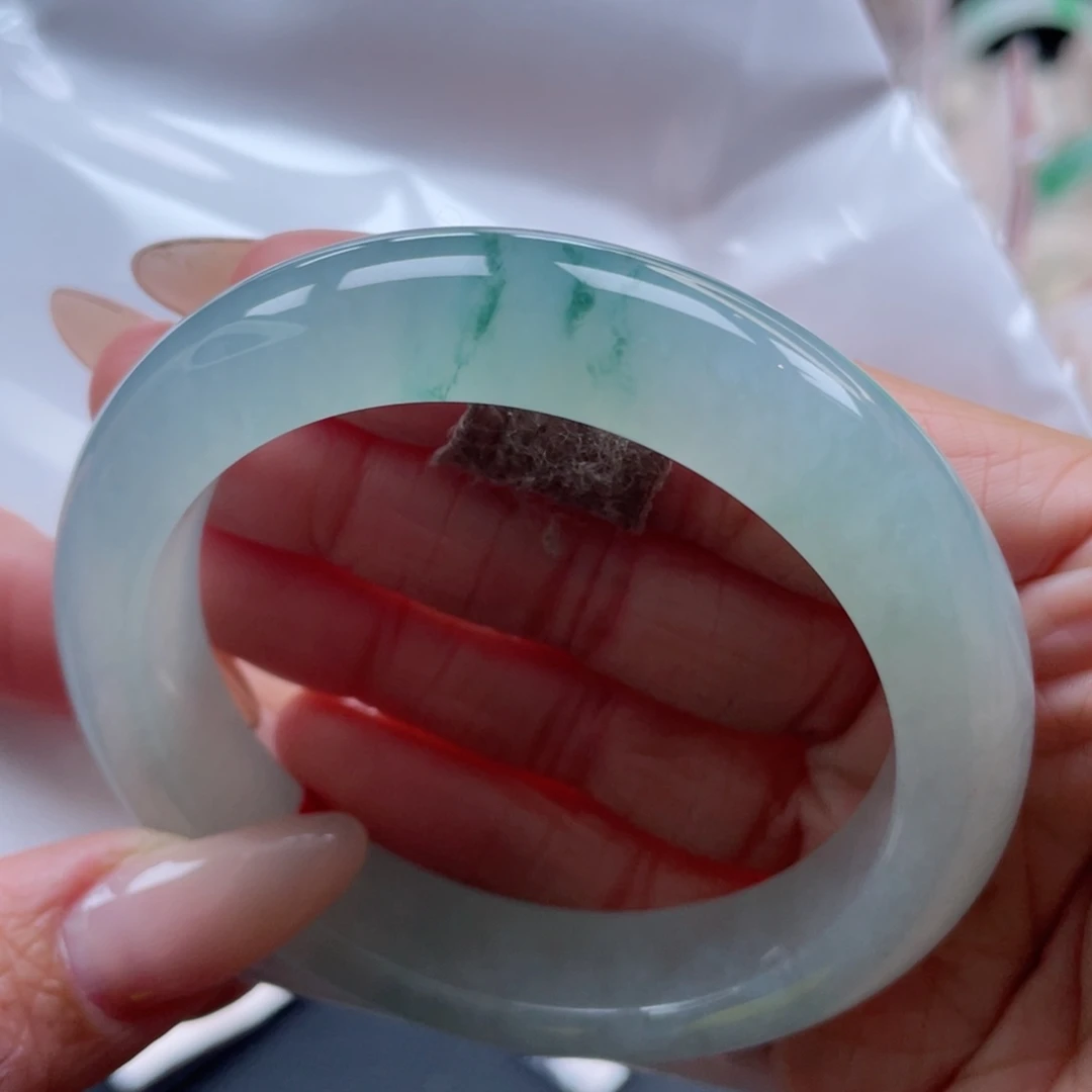 未镶嵌手镯翡翠56.4圈 虞美人 冰胶共存 细腻 14号