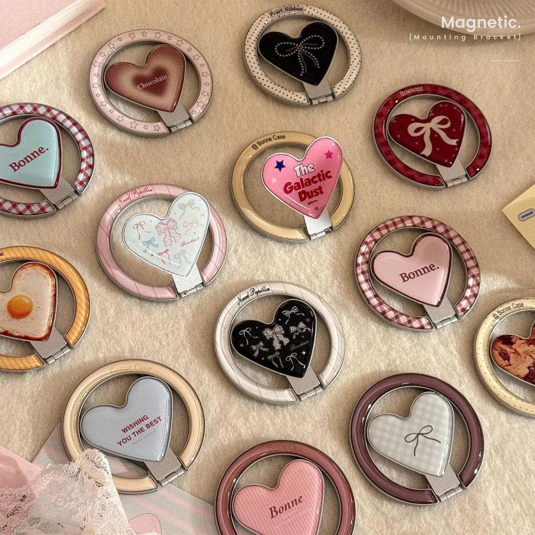 韩风彩色爱心适用Magsafe 磁吸支架手机折叠合金支架便携桌面小众
