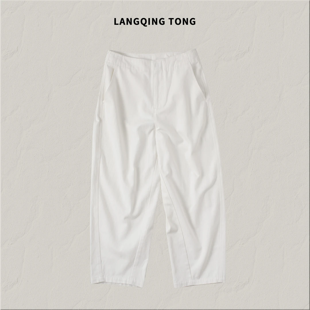 浪清/女装推荐 雪莉姜通勤宽松显瘦百搭纯棉长裤44428/44708#裤子