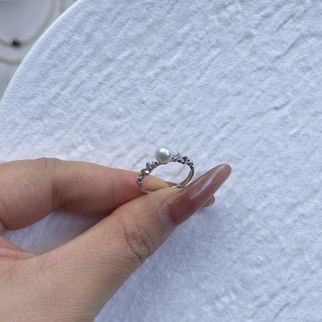 戒指银S925镶嵌淡水珍珠7 圈
