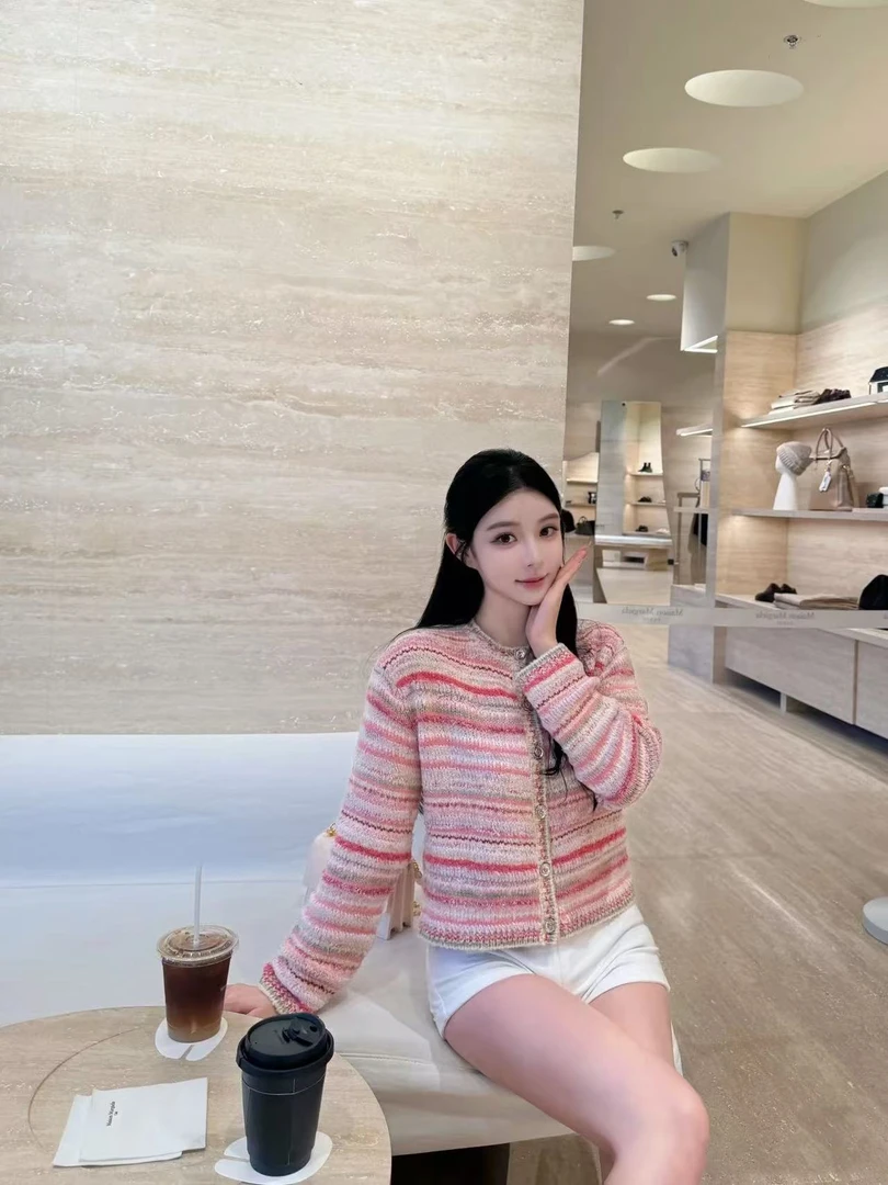 ICC 粉色混纱线长袖针织衫 气质 轻奢 名媛 -3191