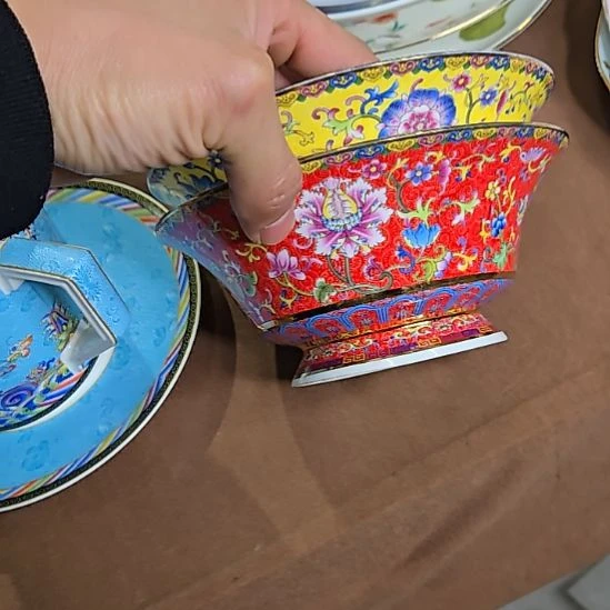 瓷片微瑕珐琅彩6寸2个66666