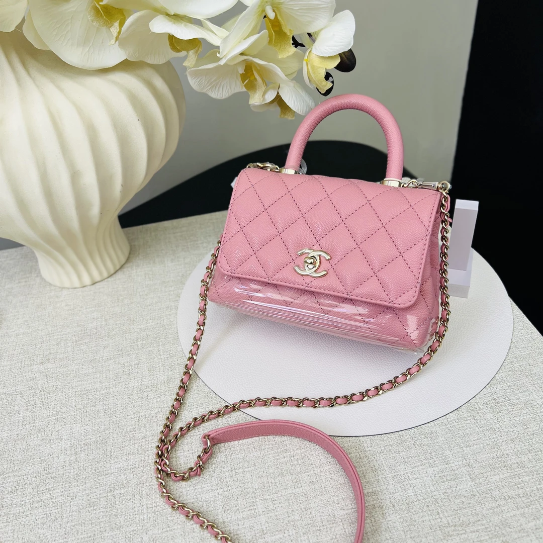未使用 Chanel/香奈儿 Yomi | 24K粉金荔枝cocohandle mini芯片
