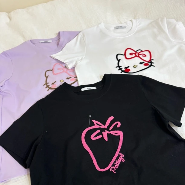 东大门正品春夏新款刺绣t（aces）打底