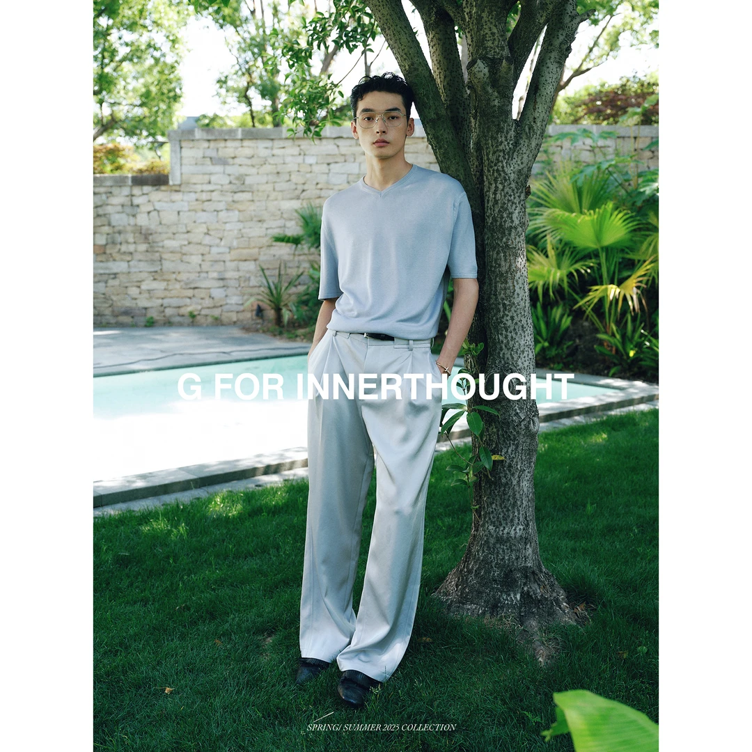 G FOR INNERTHOUGHT|日本进口三醋酸鎏光垂感真皮腰带双褶西裤
