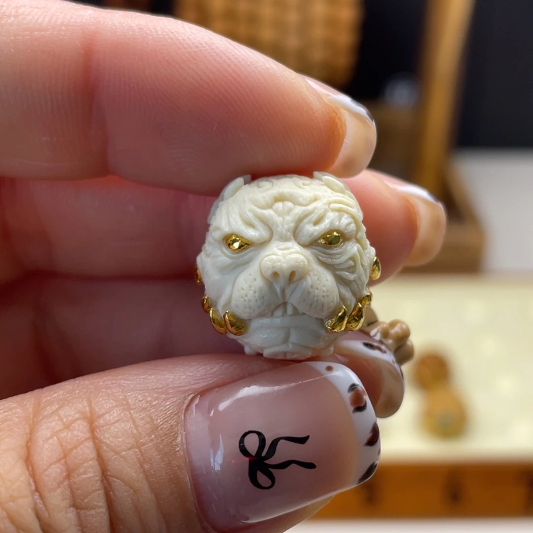 手串猴头核桃白狗王镶嵌24k