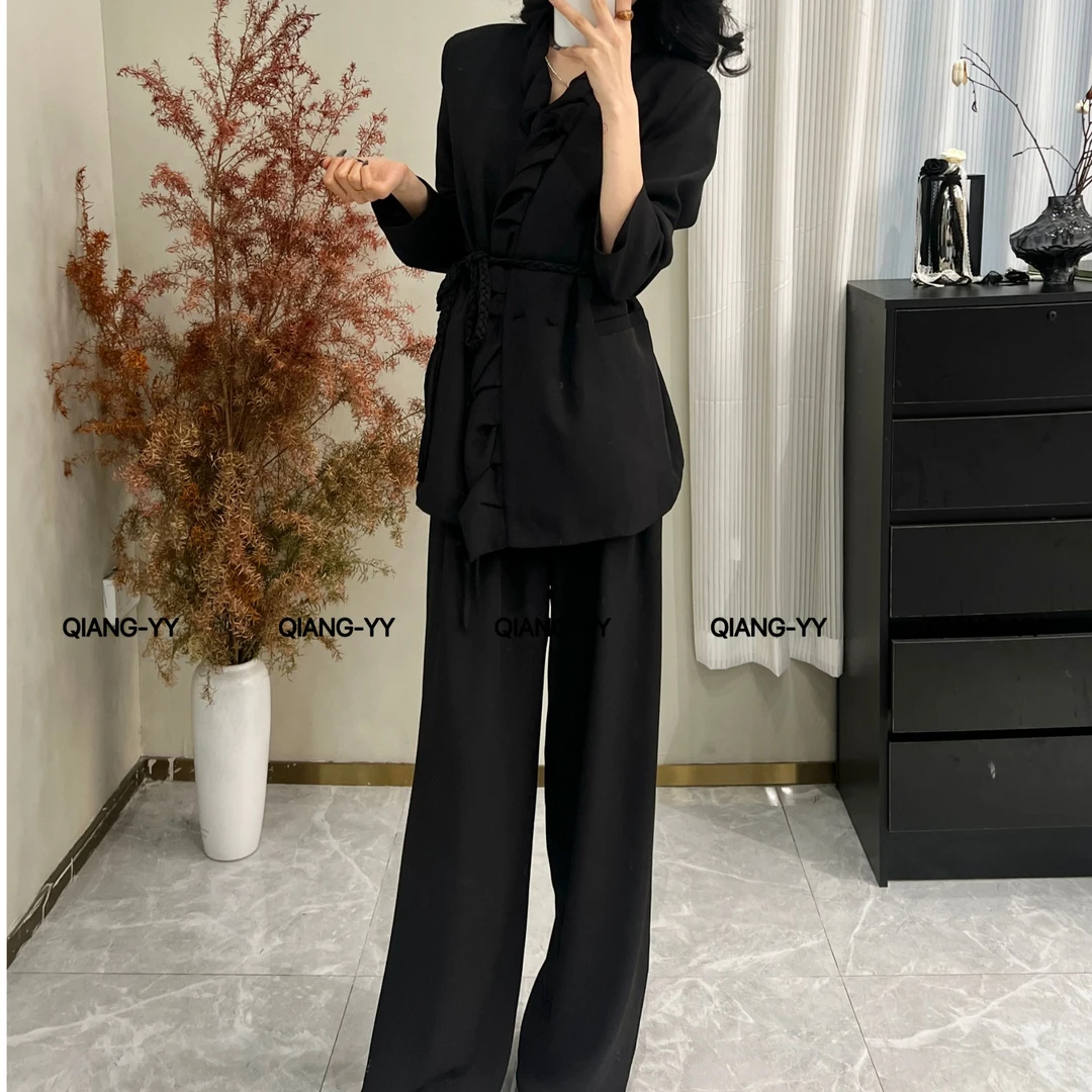 QIANG-YY少女风时尚套装上衣阔腿裤宽松休闲设计师夏季高腰280