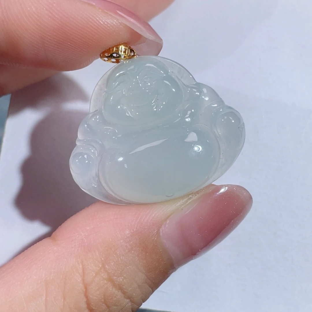 翡翠18K金镶嵌颈饰佛公