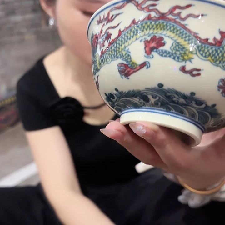 景德镇高温陶瓷龙纹5寸碗