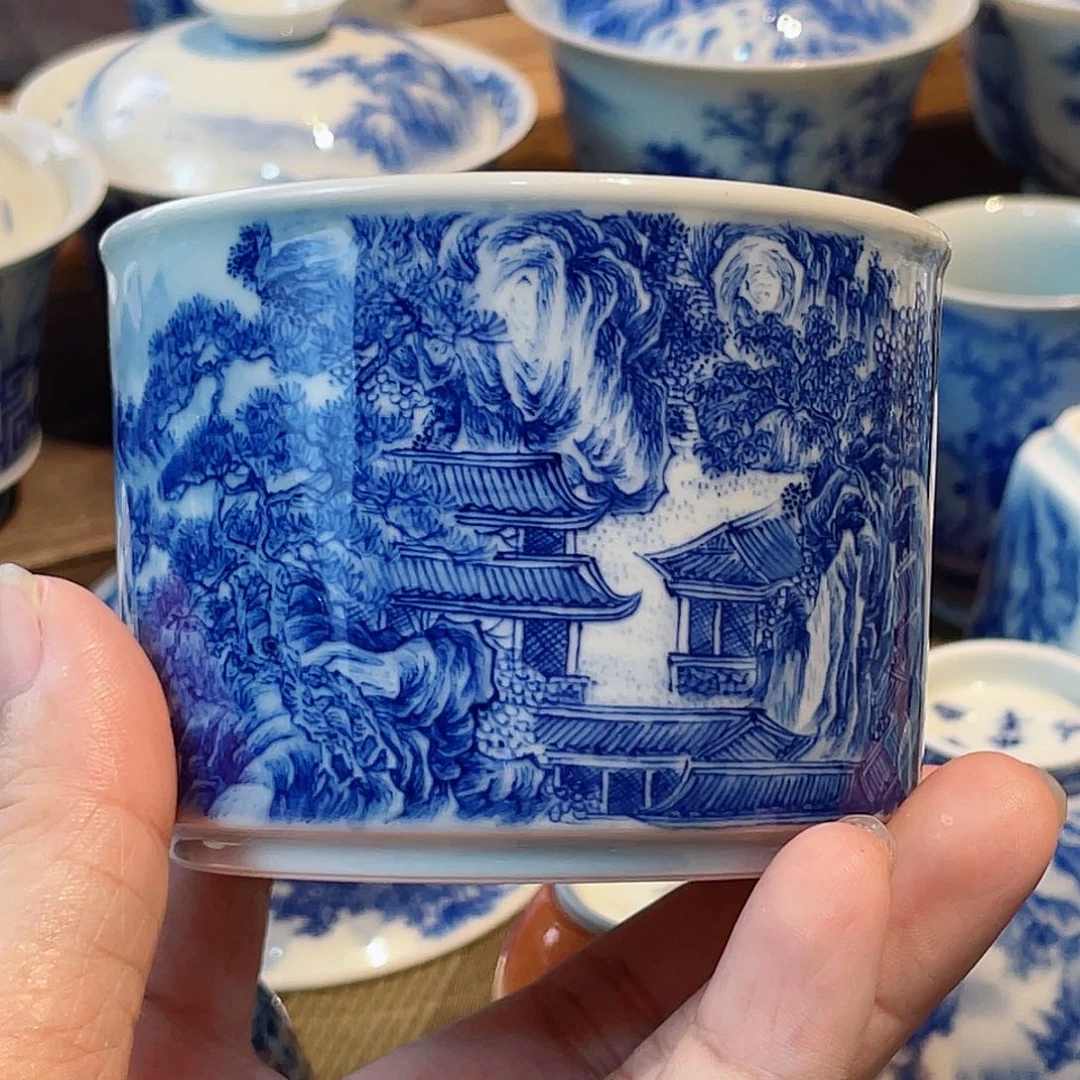 山水精工窑口画师内绘主人杯