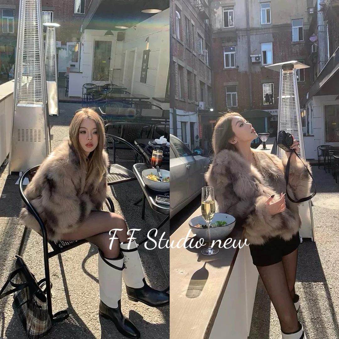 【子怡专属】“财阀千金”仿狐狸毛v领外套