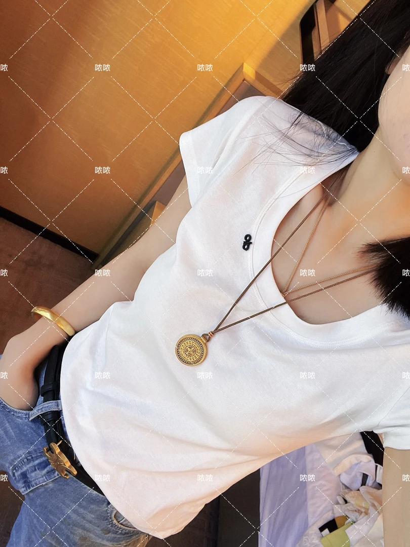 哝NONG【领口小标】-2025春夏新款百搭T恤领口小标圆领上衣0692670