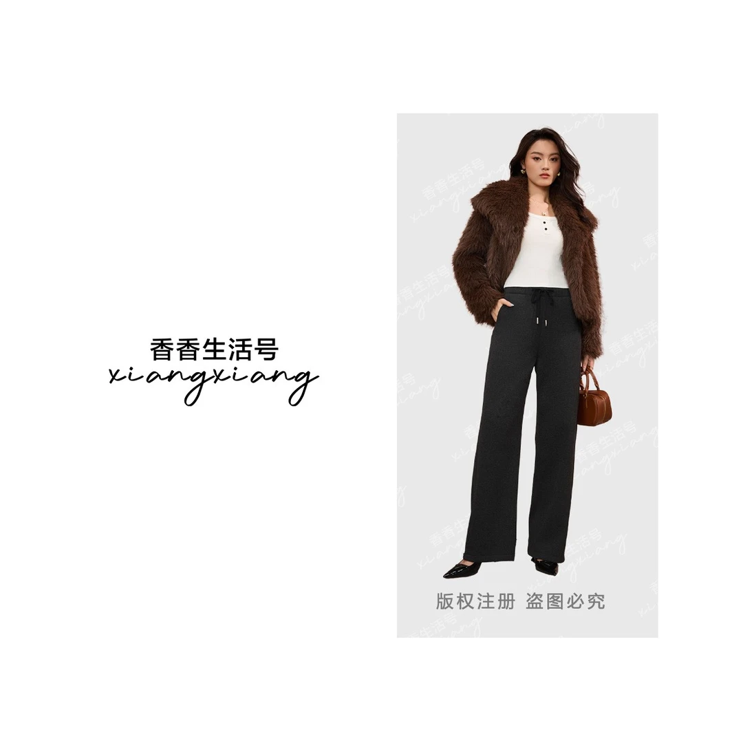 加绒款百搭韩版时尚冬款阔腿糯米加绒裤2516ZH