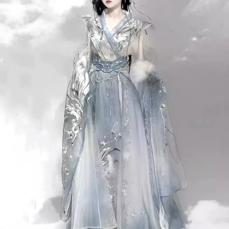 原创汉服女霁月瑶光《仙鹤》魏晋风重工刺绣晋制超仙新款仙侠女套装