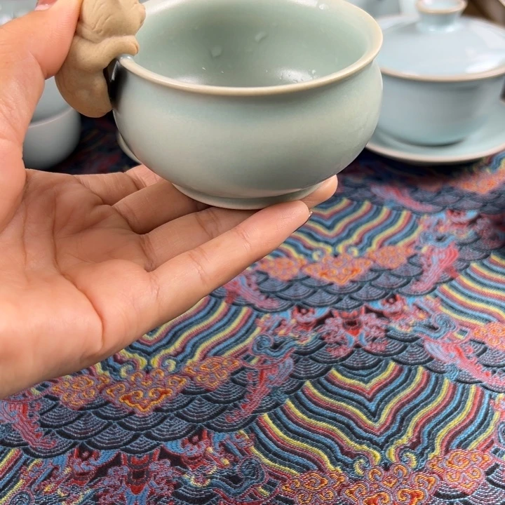 摆件仿古釉釉水招财猫缸杯