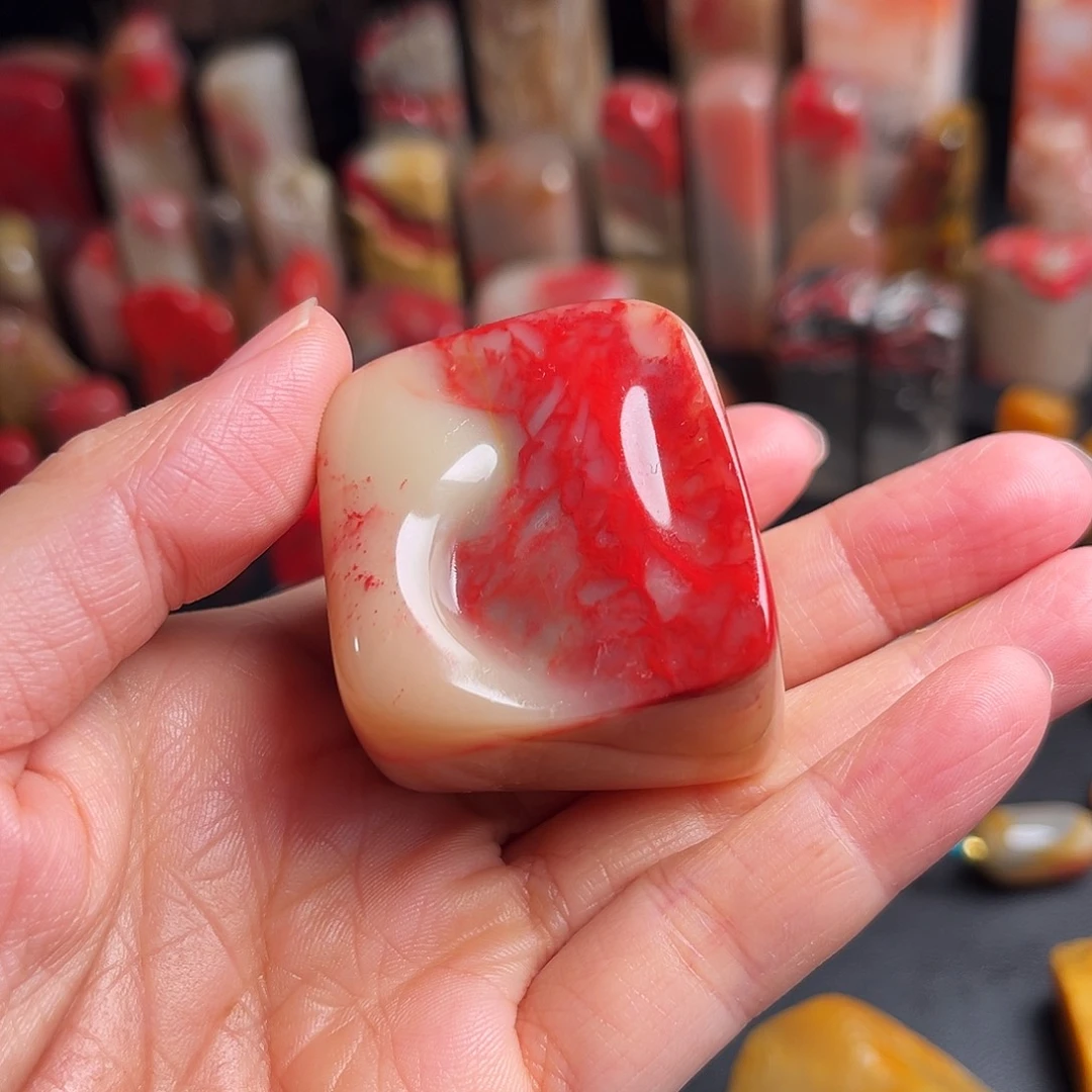 巴林石印石鸡血石随形章