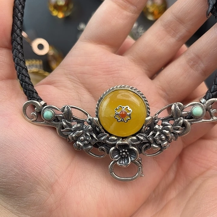 琥珀银S925镶嵌裸石