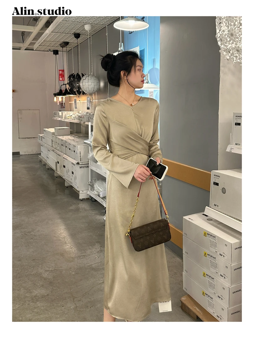 【Alin】财阀千金～轻奢法式气质V领连衣裙优雅名媛气质礼服连衣裙