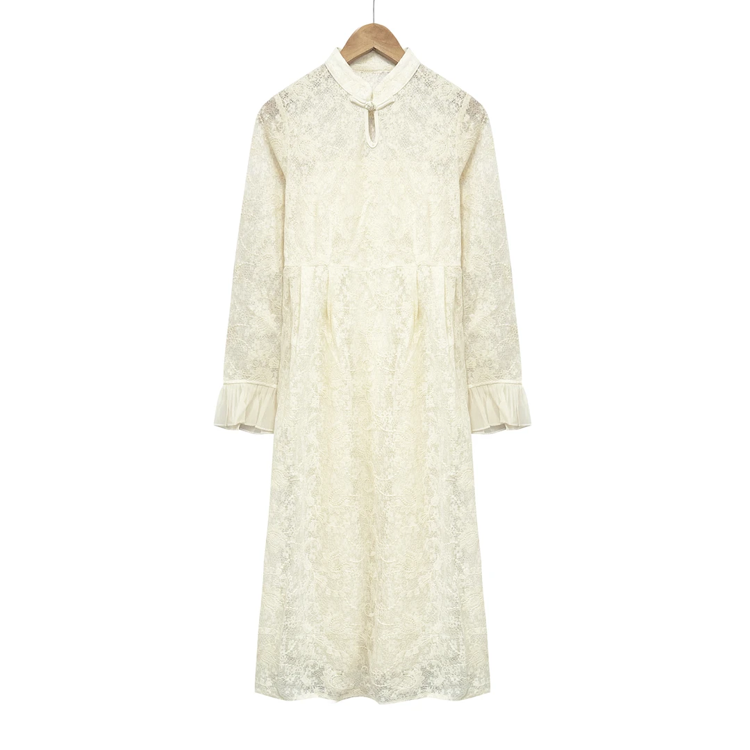 春上新！女士高级感蕾丝长款连衣裙吊带两件套F92