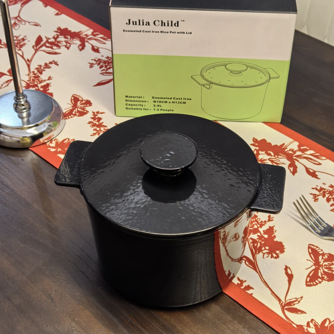 （黑色）julia铸铁珐琅锅 18×13.5cm加防烫手套