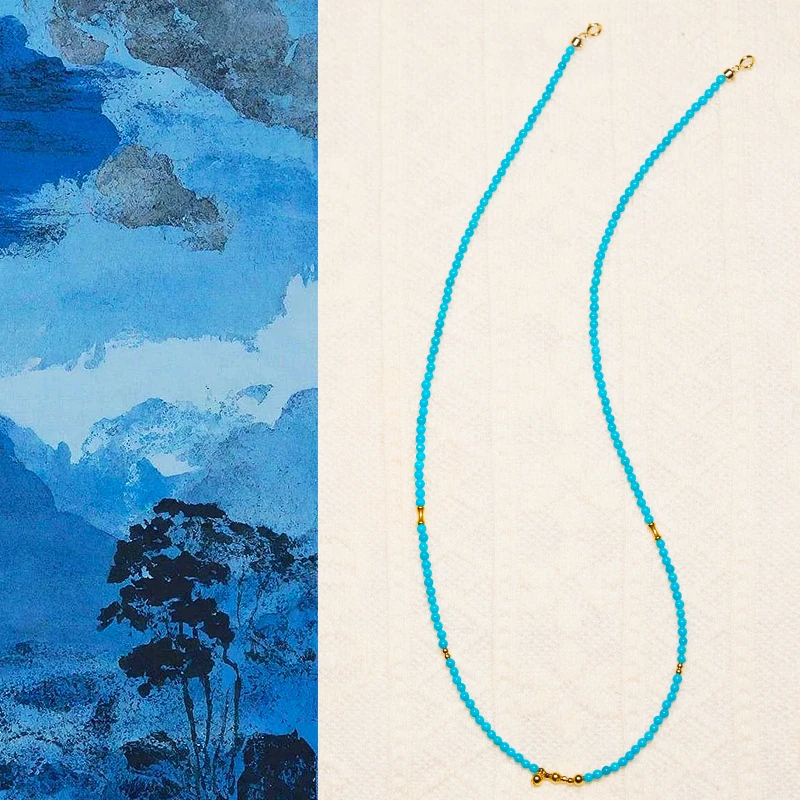 18k金美松绿松石“绿波”时尚百搭项链（约卡2.6mm，约长44cm）msxl1