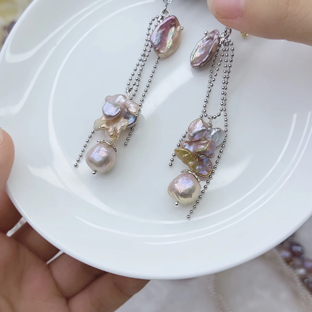 银S925镶嵌耳饰淡水珍珠