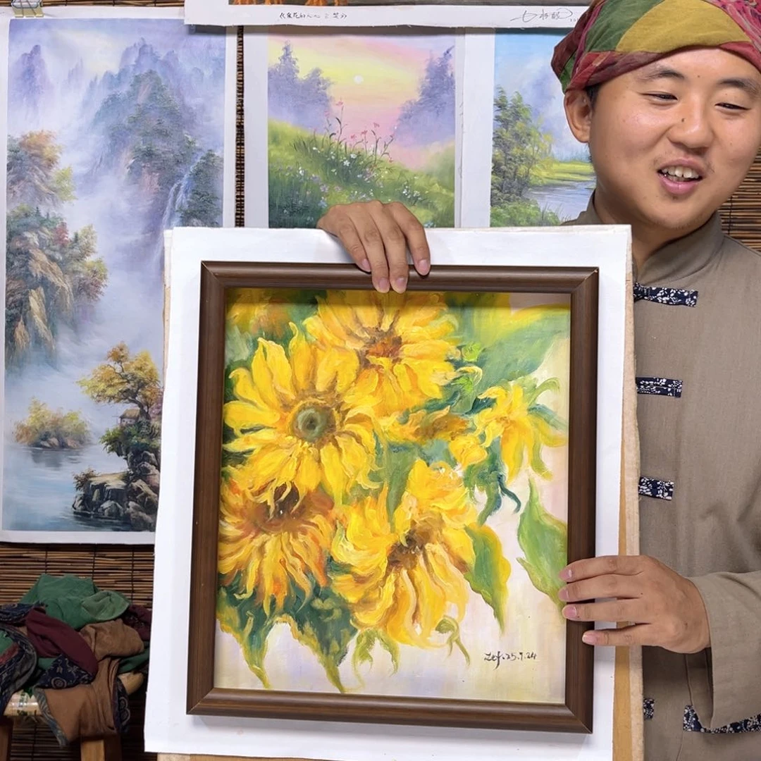 油画行路人小院绘画作品竞拍