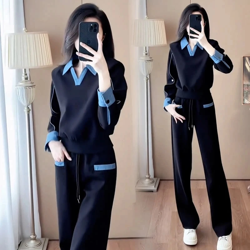 洋气减龄休闲套装女2025春秋新款时尚显瘦网红两件套