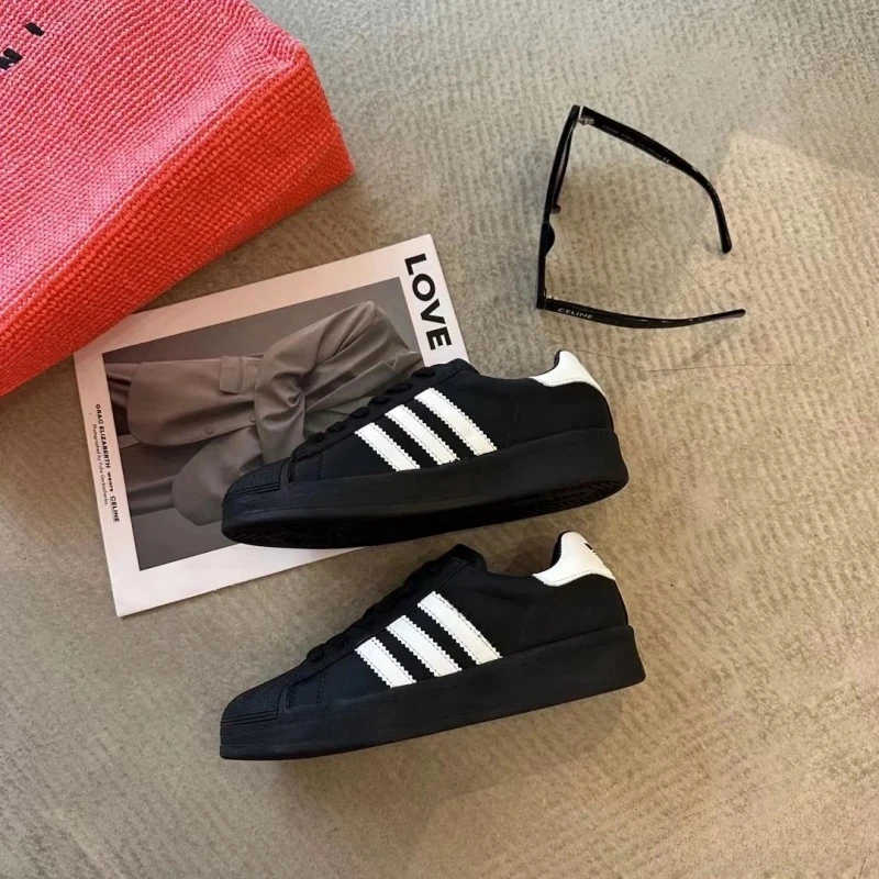 【经典贝壳头】真皮牛皮贝壳头  时尚百搭女鞋  低帮黑白潮鞋