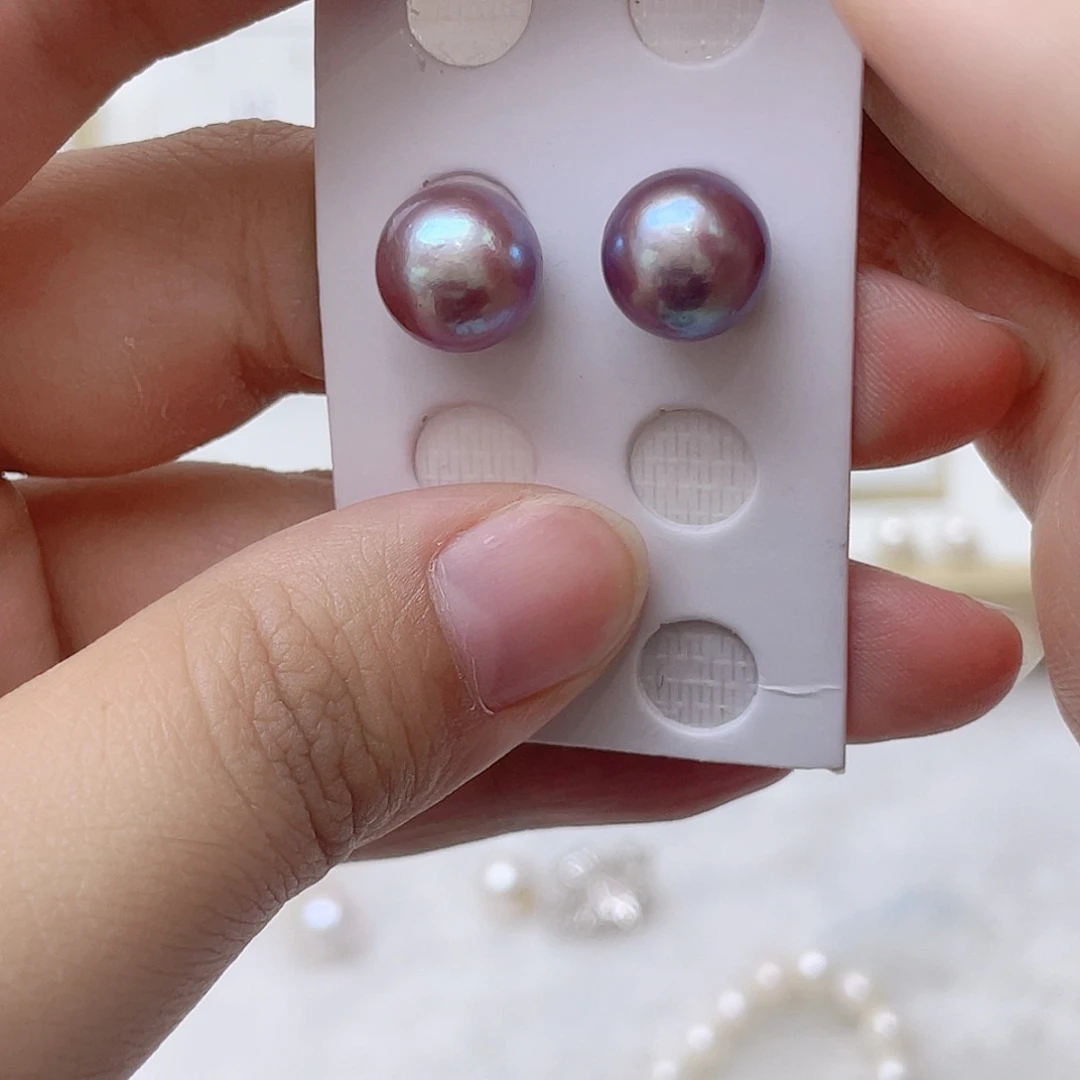 用***7银S925镶嵌淡水珍珠耳饰