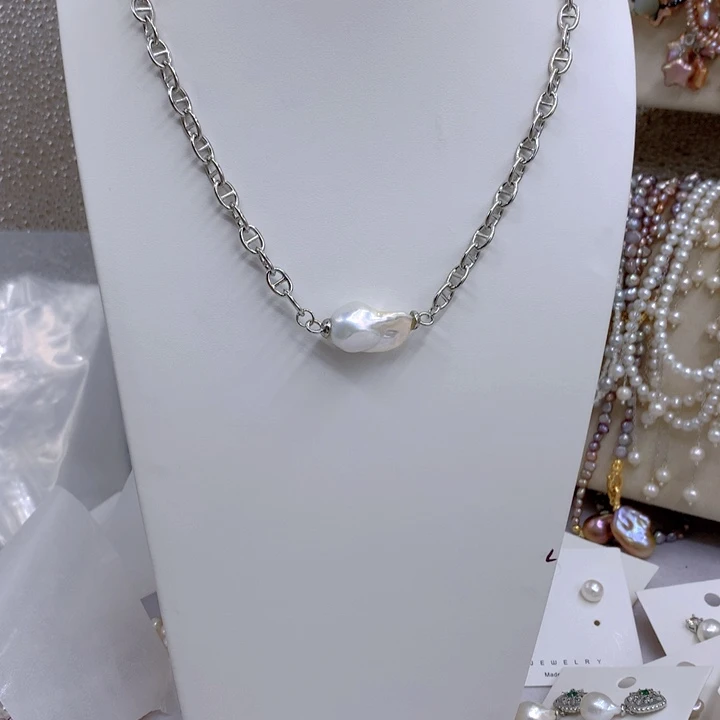 淡水珍珠耳饰银S925镶嵌