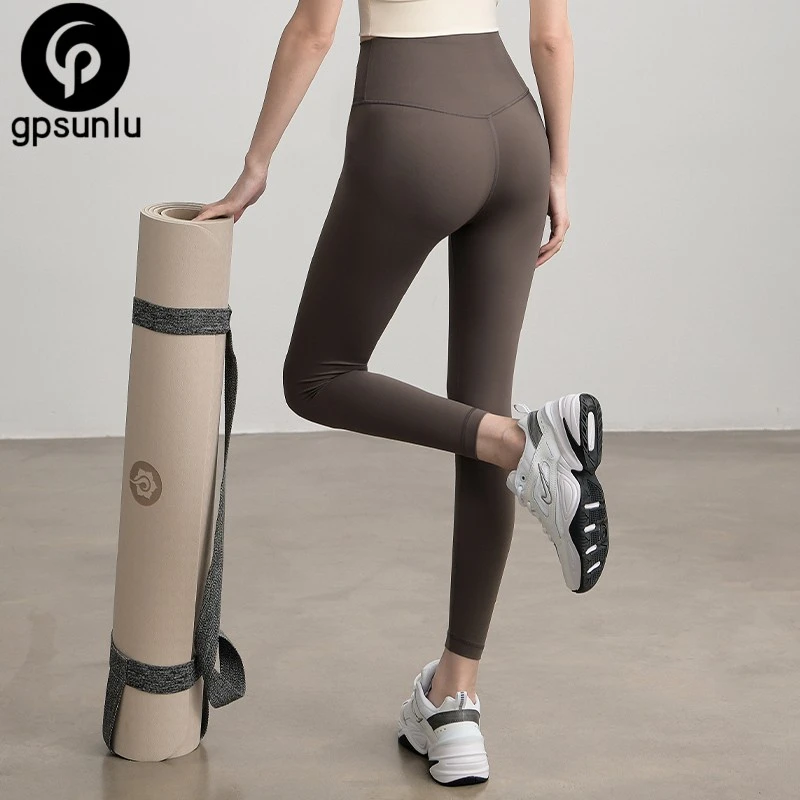 GPSUNLU新款裸感瑜伽裤高腰提臀运动紧身长裤跑步户外训练蜜桃臀