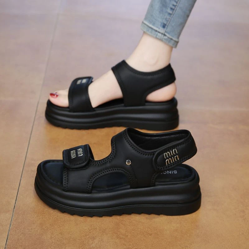 小码34厚底凉鞋女罗马时尚2025夏季新款ins配裙子孕妇沙滩休闲鞋