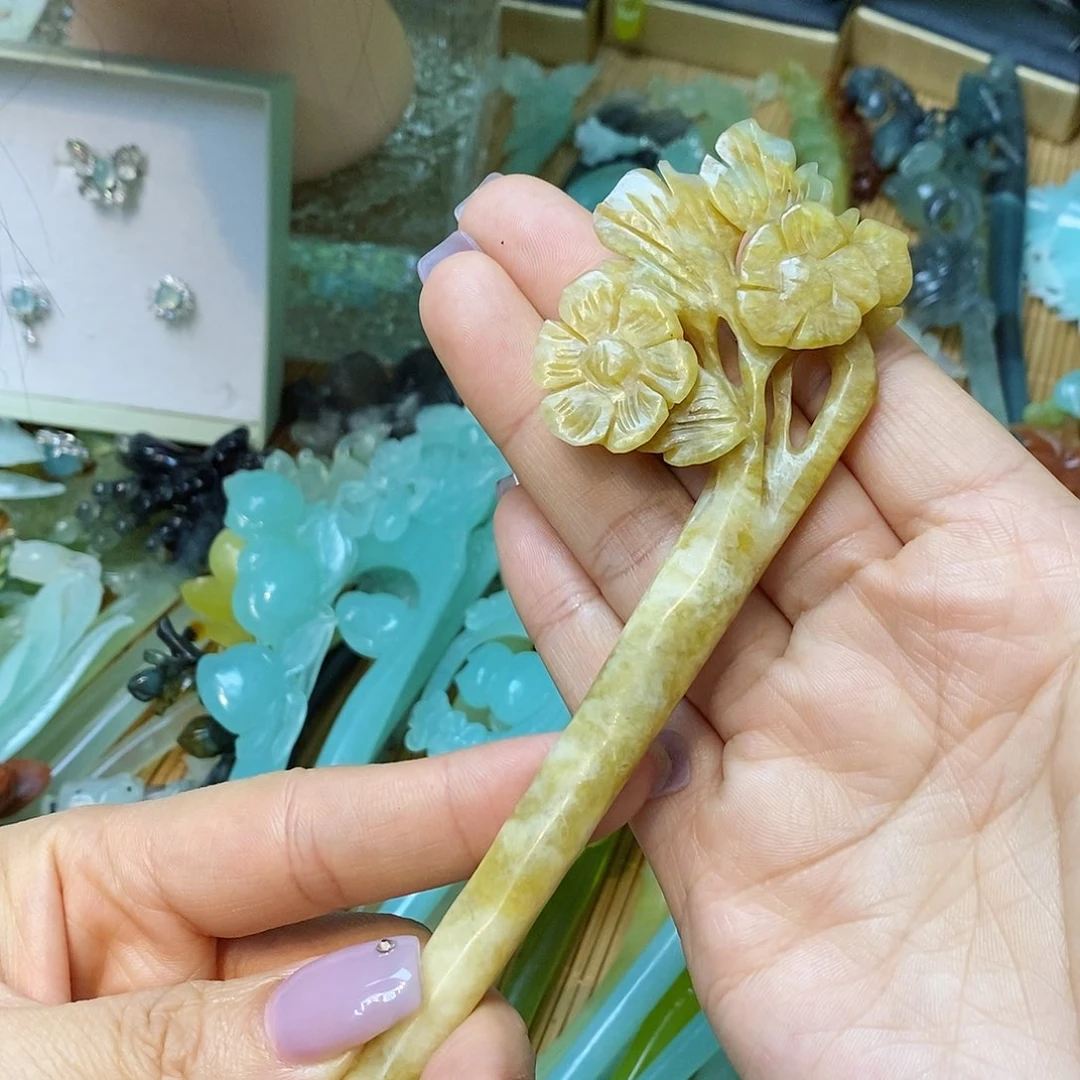 蛇纹石玉发簪未镶嵌