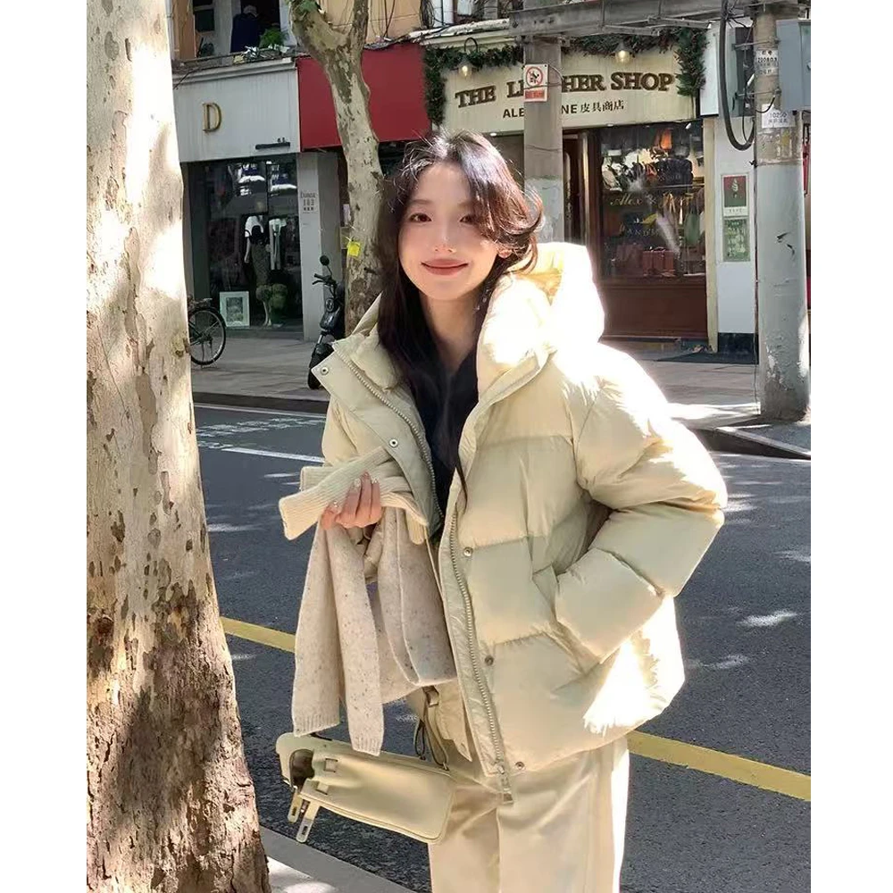 韩版短款羽绒棉服女休闲学生冬季小个子宽松百搭加厚保暖连帽外套