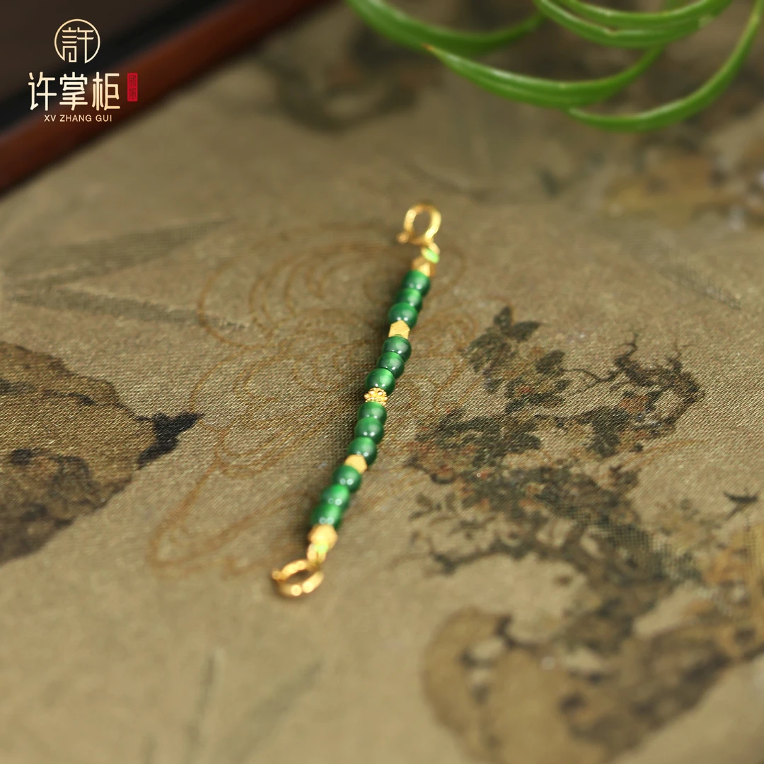 YGY｜18K金镶小米珠延长链天然翡翠A货DIY双扣手链项链百搭清新