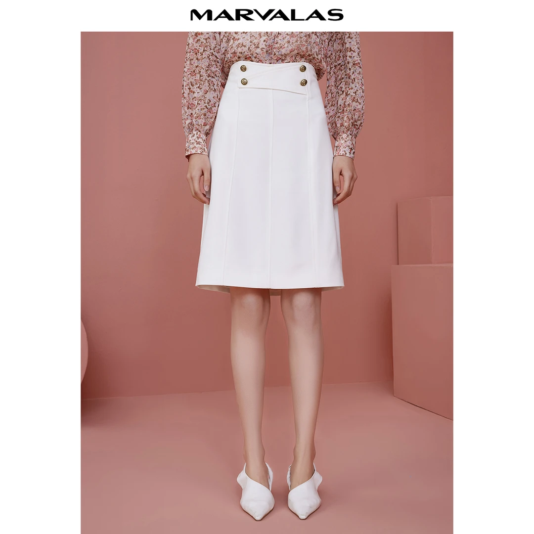 【专柜同款】曼德诗半身裙高腰气质时尚显瘦小众春夏M207300881