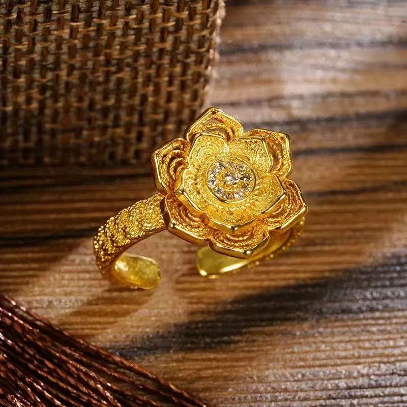 合金戒指 莲花戒指