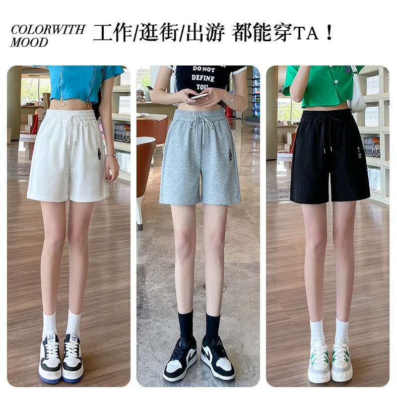 2025新款夏天薄款跑步运动短裤女高腰宽松五分阔腿百搭休闲裤