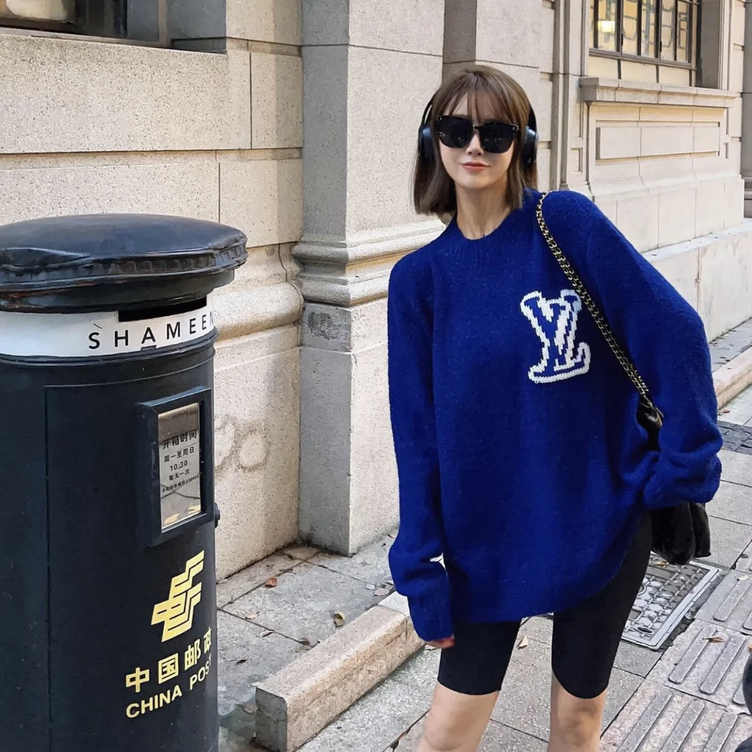 99新 LouisVuitton/路易威登 A100892/蓝色泰迪毛衣/L码