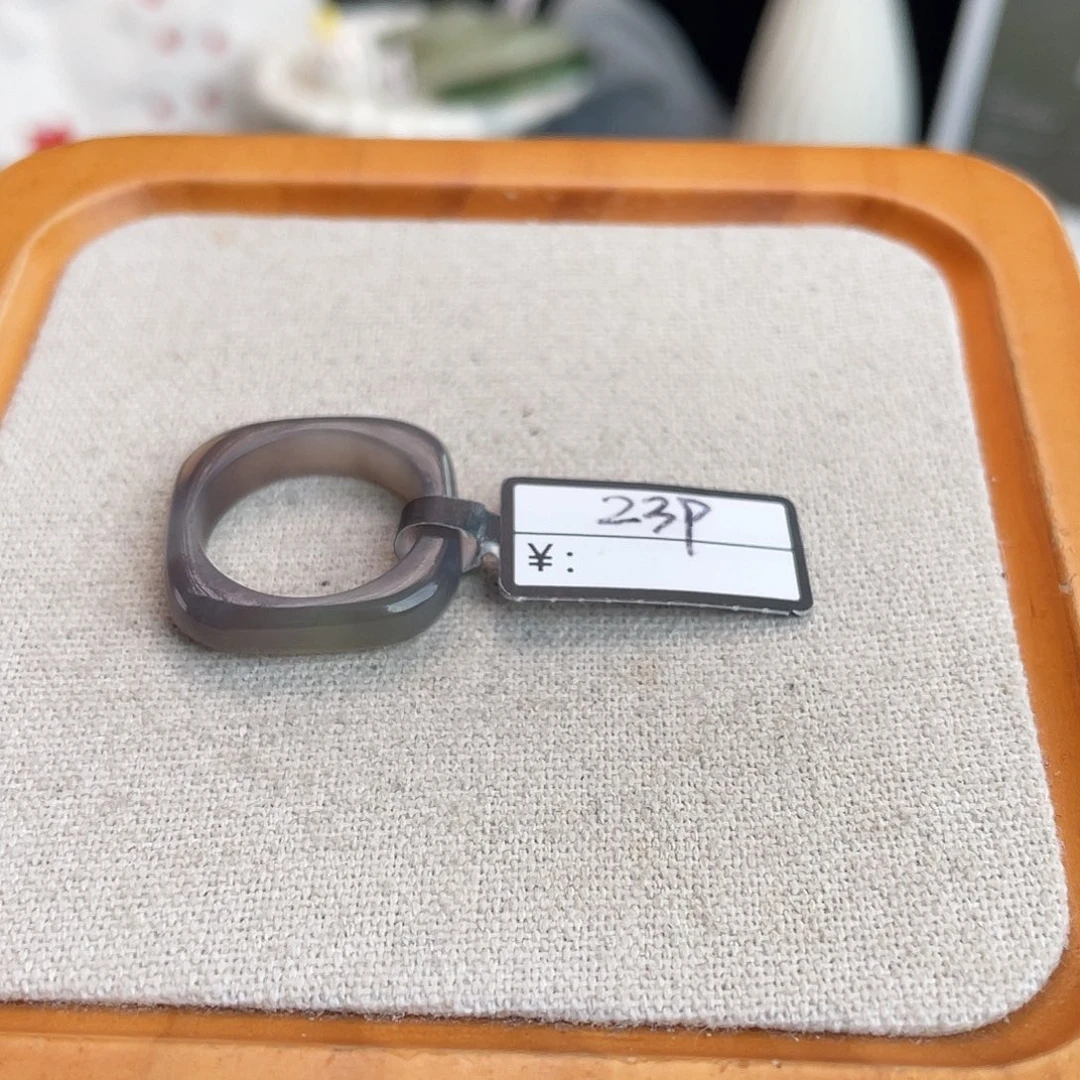 和田玉未镶嵌戒指U25紫方圆18:3不退换