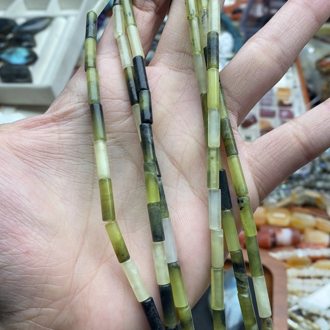 玛瑙/玉髓未镶嵌珠宝半成品一条天然4×13岫玉小细管A70