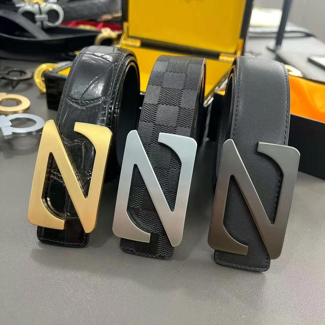 男士腰带真皮牛皮皮带3.8宽打孔内扣时尚百搭牛皮腰带裤带