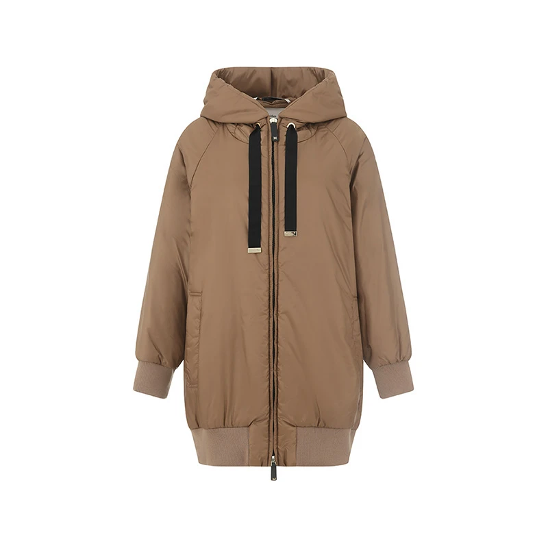 未使用 MaxMara The Cube 女士中长款薄款连帽棉服 GREENMA