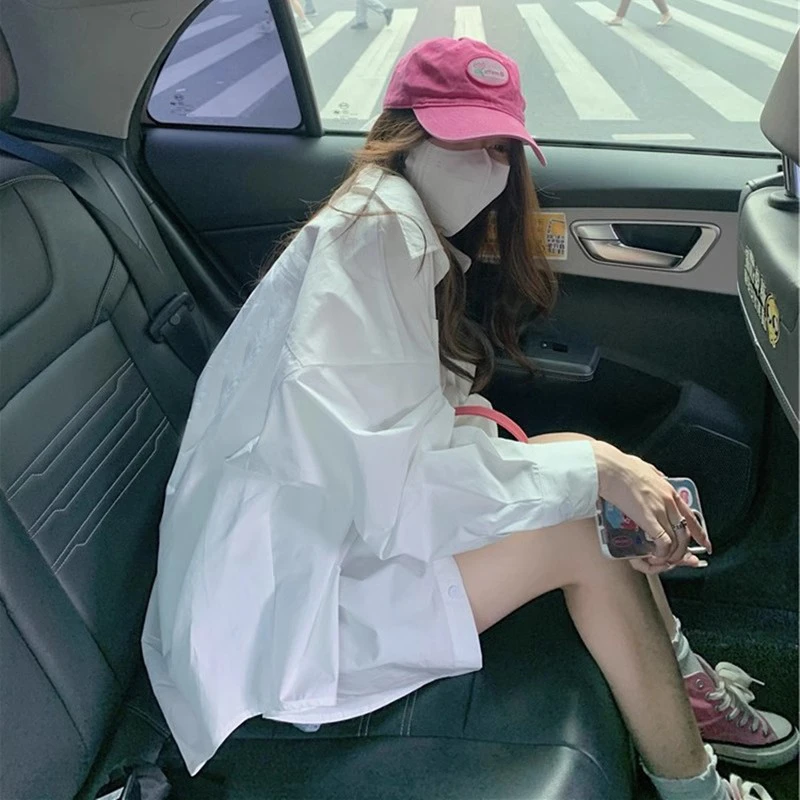 纯棉宽松白色衬衫男女春夏cleanfit外搭衬衣美式高级感打底衫外套