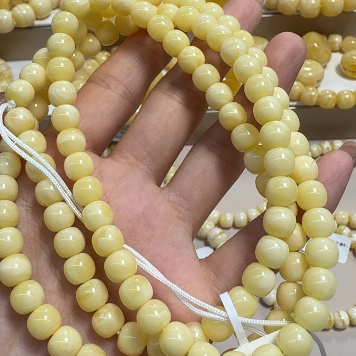 琥珀项链未镶嵌7➕108奶白蜡