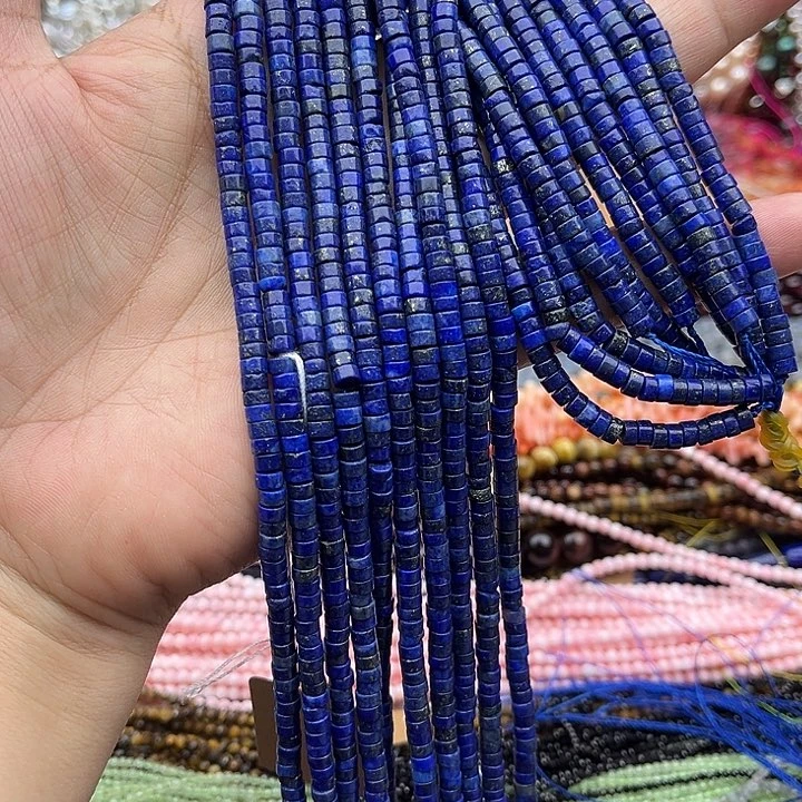 玛瑙/玉髓未镶嵌珠宝半成品一条2/4mm青金直切